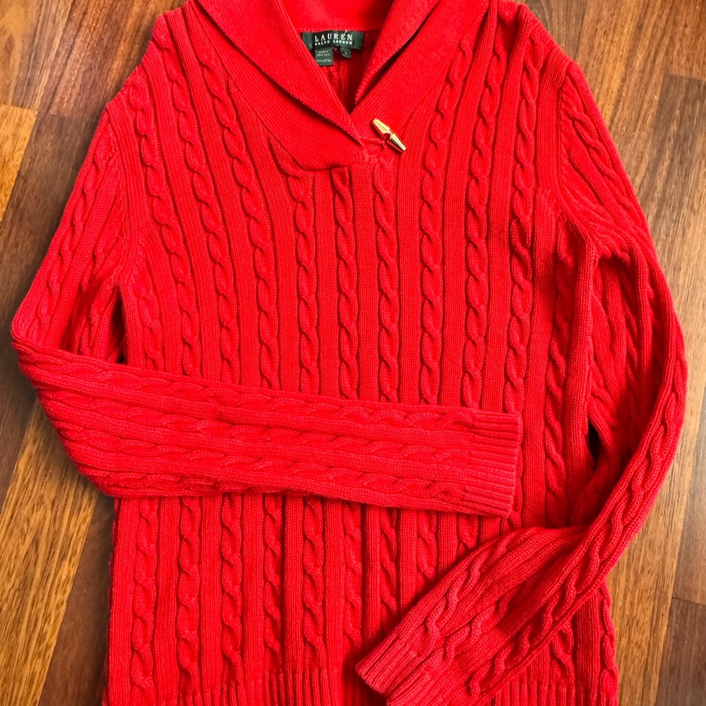 Lauren Ralph Lauren Red Cable Knit Sweater